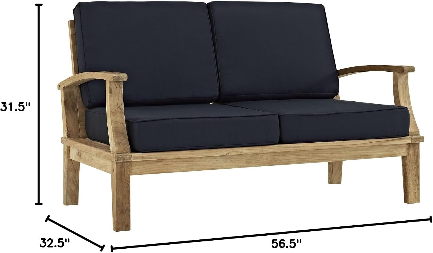 ModwayEEI-1144-NAT-WHI-SETMarina Premium Grade A Teak Wood Outdoor Patio Loveseat Natural White