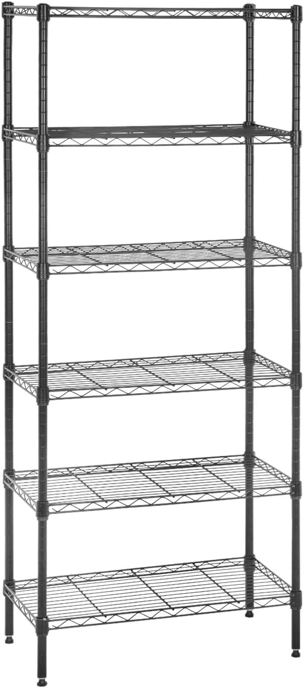 PayLessHere | 6-Tier Wire Shelf with Wheels | 45"x18"x82" | Black
