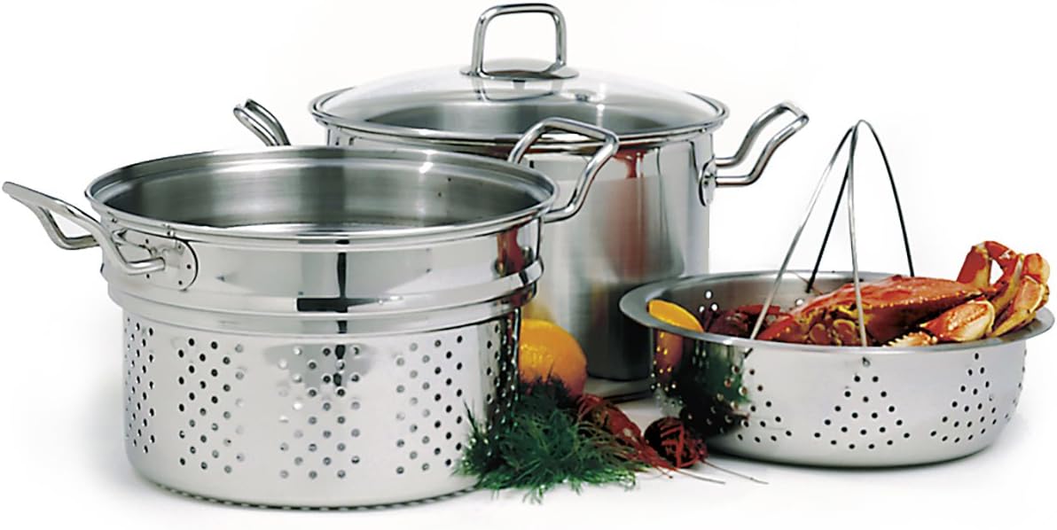 Norpro 8-Quart Krona Stainless Steel Steamer Cooker, 4 Piece Set