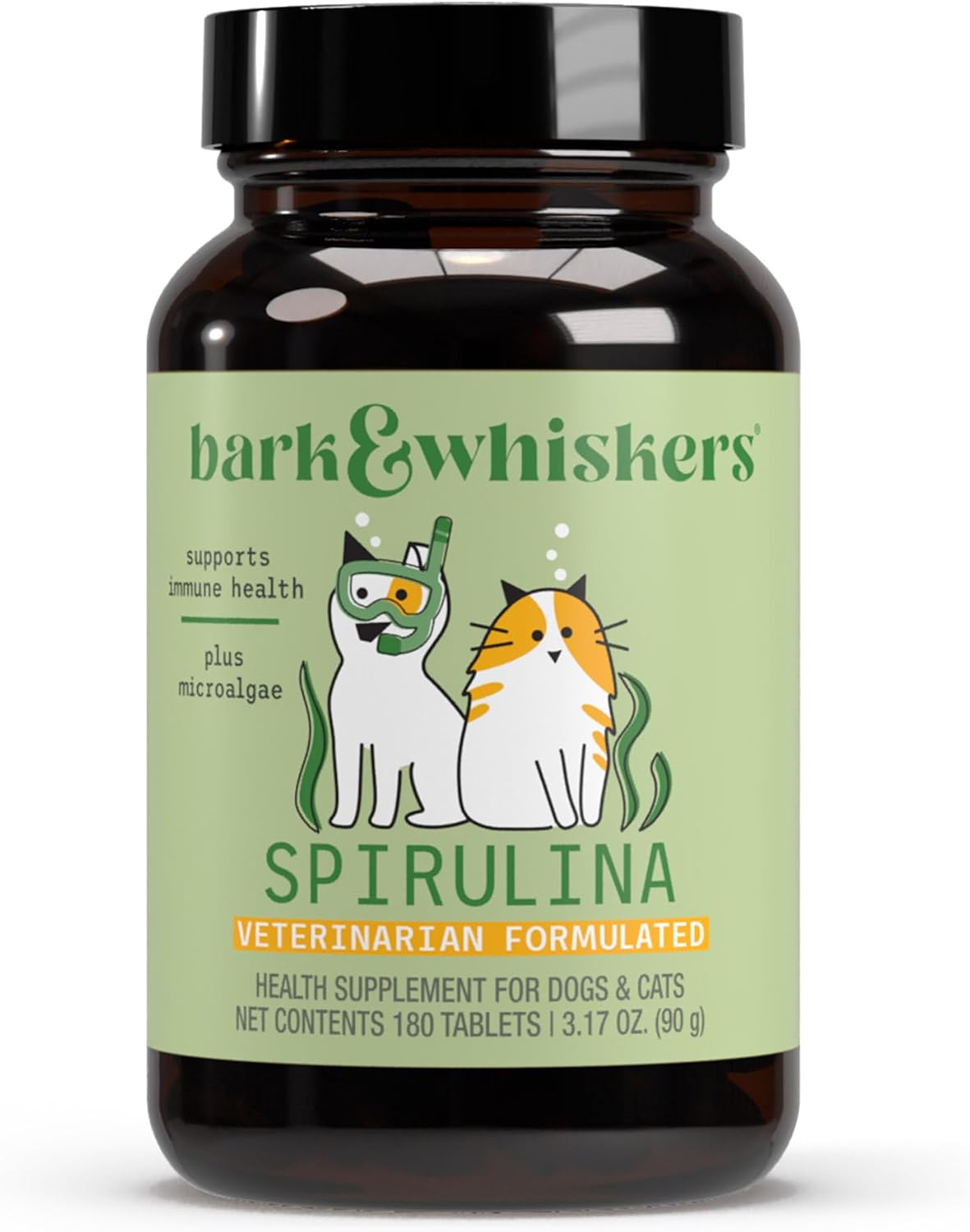 Dr. Mercola SpiruGreen for Cats & Dogs - Antioxidant Support - Spirulina & Astaxanthin - Nutrient-Dense Microalgae Formula - 180 Tablets