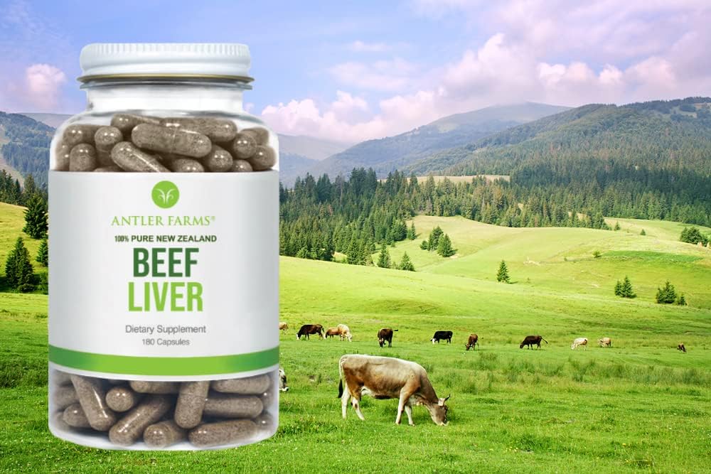 Antler Farms New Zealand Beef Liver Capsules - Grass Fed, 180 Capsules | 100% Pure Desiccated Grass Fed Beef Liver Supplement, Cold Processed