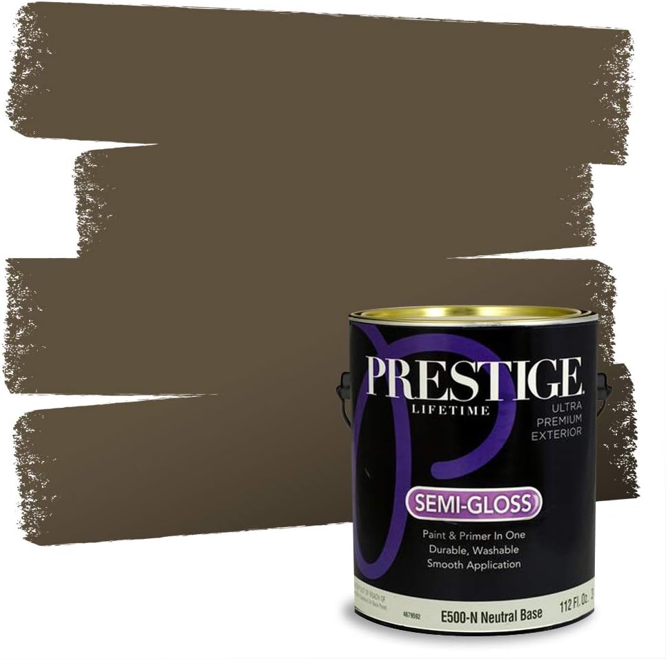 PRESTIGE Paints Exterior Paint and Primer In One, 1-Gallon, Satin, Comparable Match of Sherwin Williams* Ripe Olive*