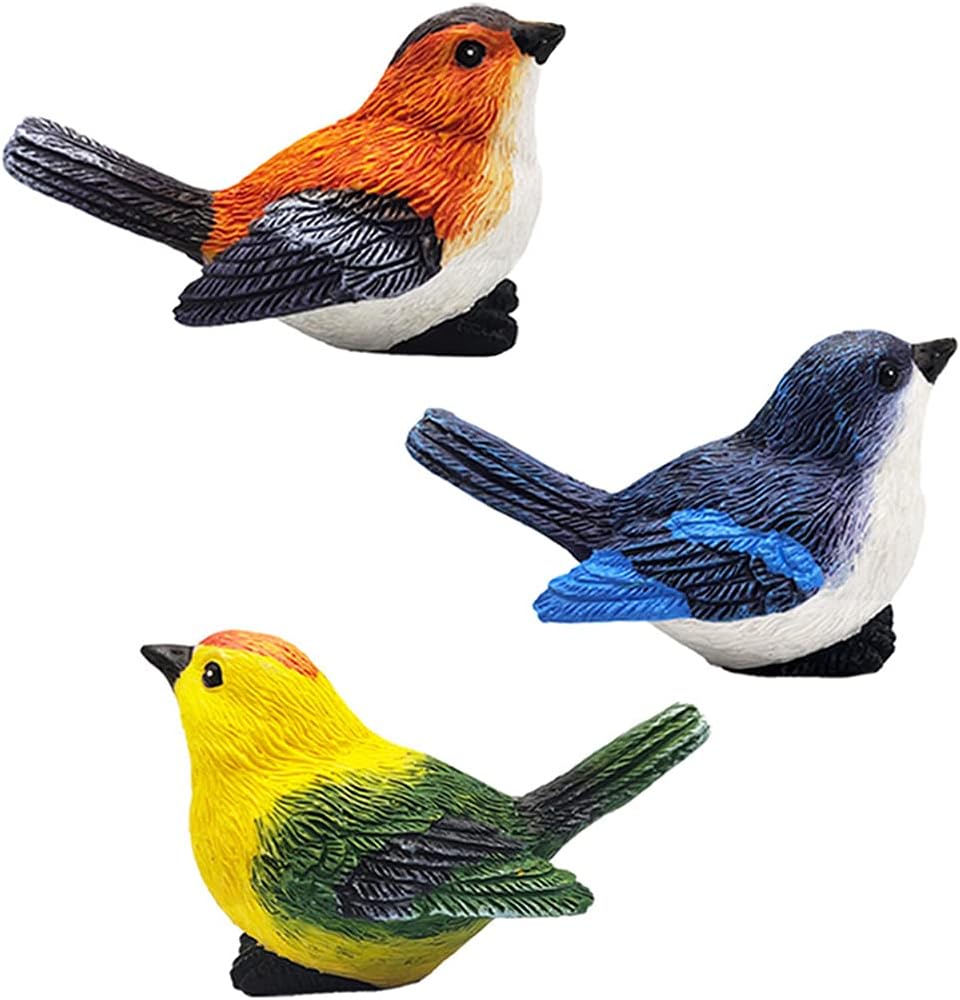 Miniature Bird Decorative Figurines 3 Pcs Mini Bird Figures Animal Model Toys Fairy Garden Decoration Plant Flower Pots Ornaments