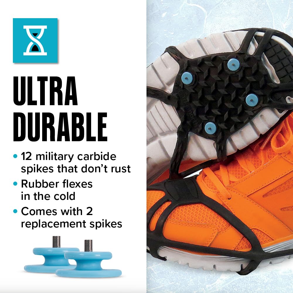 Due North Everyday Pro Traction Aids for Running and Walking on Ice and Snow - Ice Cleat Winter Spikes for Men & Women
