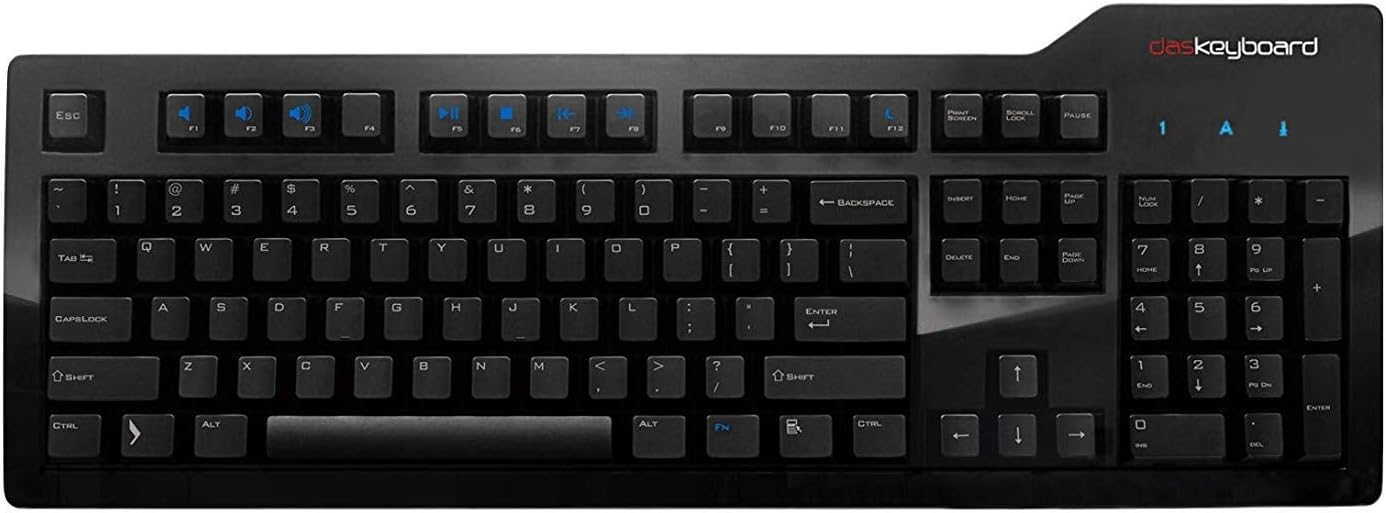 Das Keyboard 4 Professional Wired Mechanical Keyboard, Cherry MX Brown Mechanical Switches, 2-Port USB 3.0 Hub, Volume Knob, Aluminum Top (104 Keys, Black)