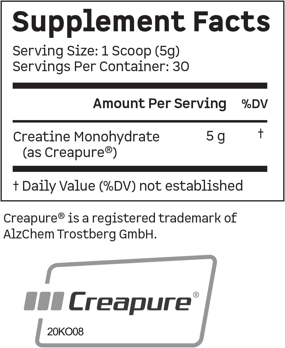 Kion Creatine Monohydrate Powder, Creapure, Unflavored, Strength & Muscle