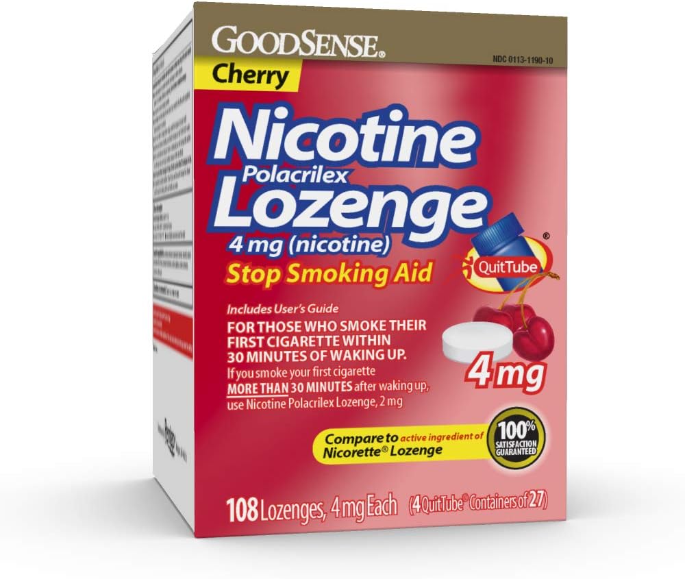 GoodSense Nicotine Polacrilex Lozenge 2 mg (Nicotine), Mint Flavor, Stop Smoking Aid; Quit Smoking with Nicotine Lozenge, 72 Count