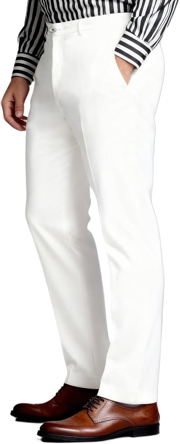Men's Cozy Hidden Expandable Waist Dress Pants | Premium Stretch Texture Weave Work to Weekend Pants