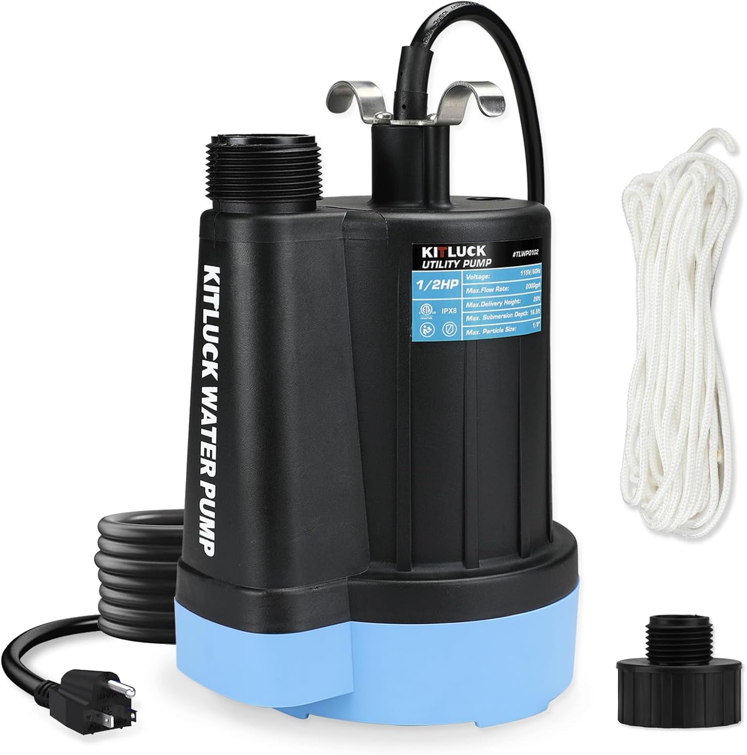 Water Transfer Garden Pump, 1.6 HP 1000GPH Portable Electric Shallow Well Jet Pump, Stainless Steel Sprinkler Pressure Booster Pump for Pool Draining, Lawn Fountain, Irrigation, Water Removal