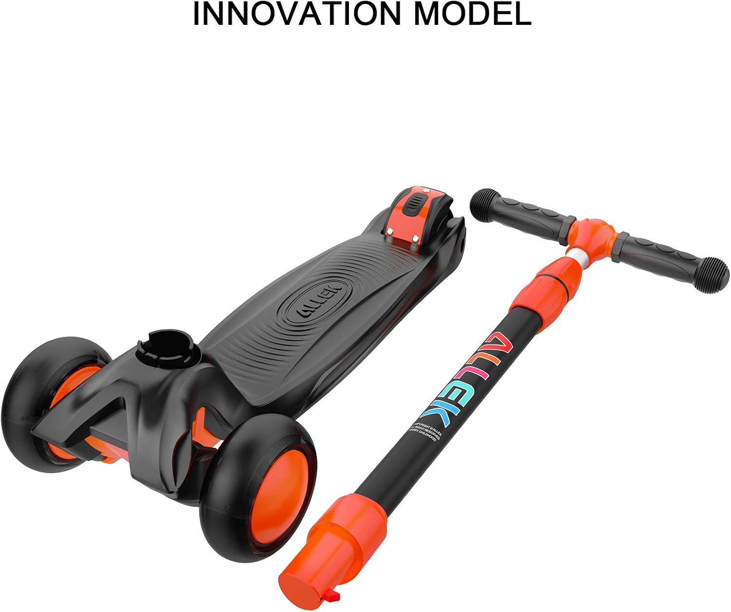 Allek Kick Scooter B03, Lean 'N Glide 3-Wheeled Push Scooter with Extra Wide PU Light-Up Wheels