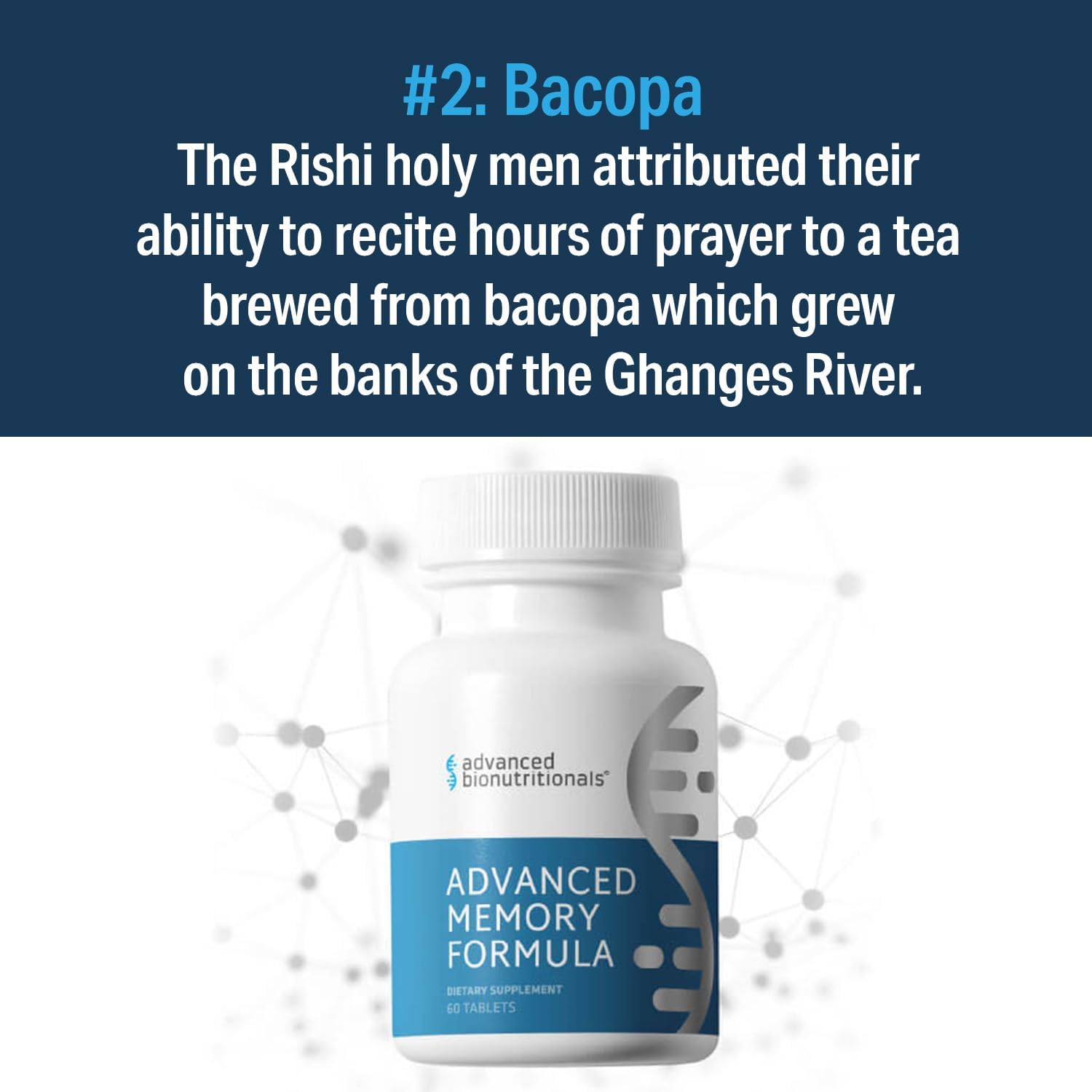 Advanced Bionutritionals Advanced Memory Formula, Brain Booster Supplement for Memory and Focus, Acetylcholine, Alpha-GPC, NeuroFactor, Manufactured in The USA, 60 Tablets
