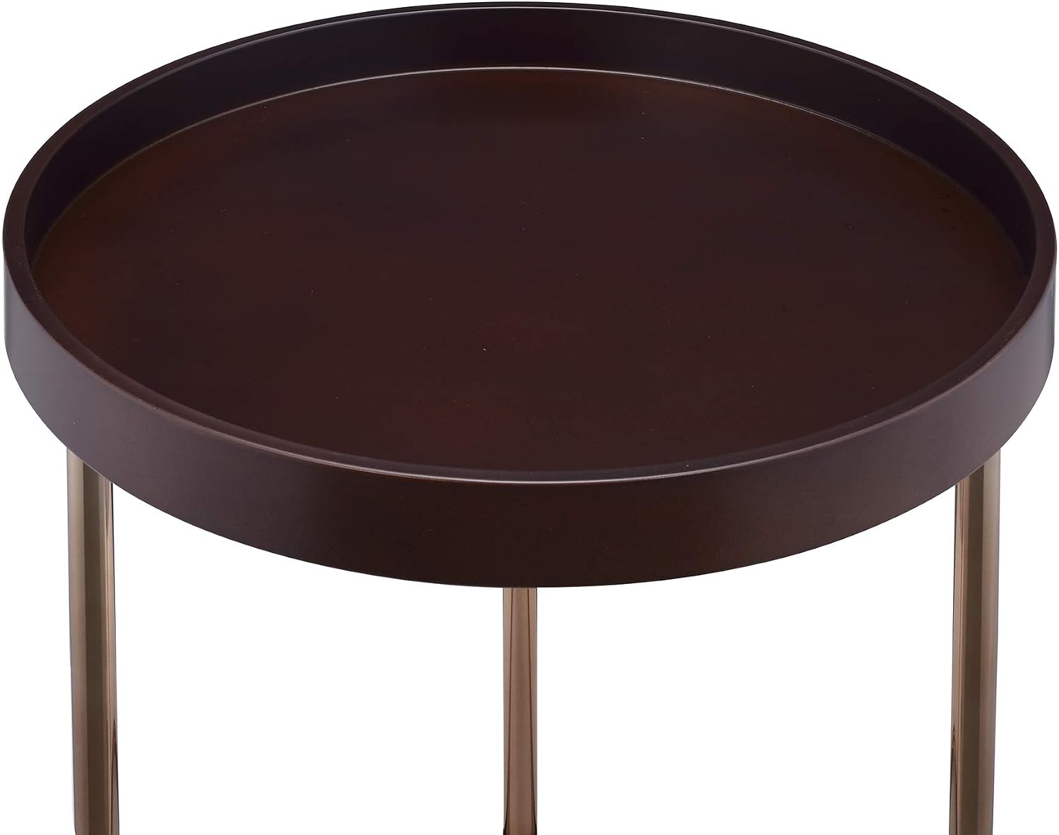 Roundhill Furniture Genoa Round Tray Table with Metal Frame, Espresso