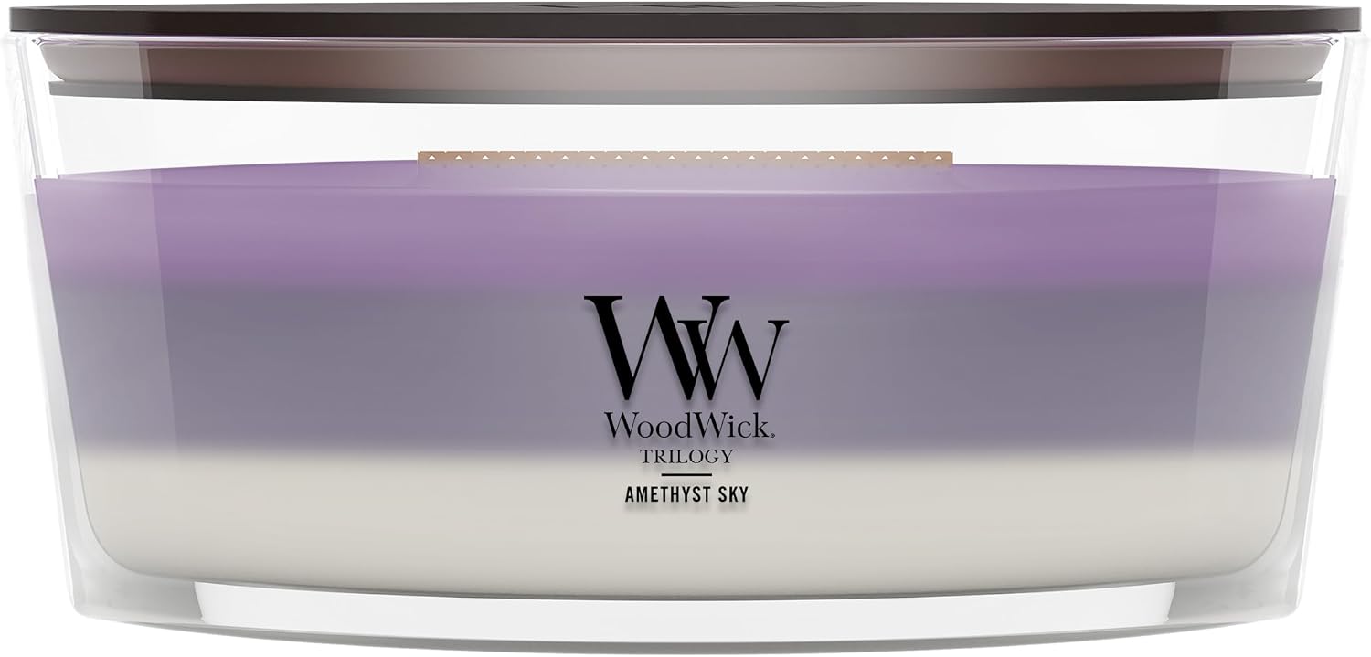 WoodWick Café Sweets Trilogy Holiday Candle Gifts for Women and Men, 9.7 oz Medium Hourglass Trilogy Candle with Crackling Wick
