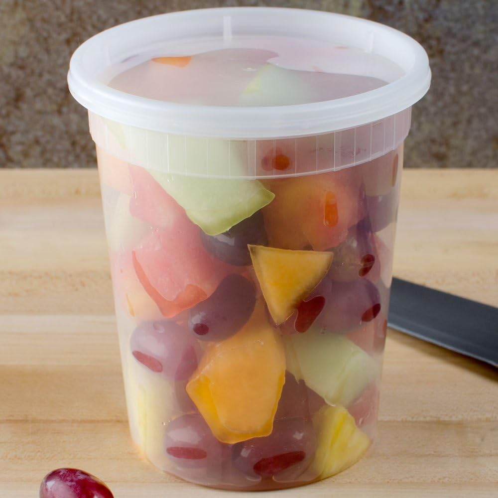 SunnyCare® SC32oz 32 oz.Microwavable Translucent Plastic Deli Container with Lid -(Case of 240)