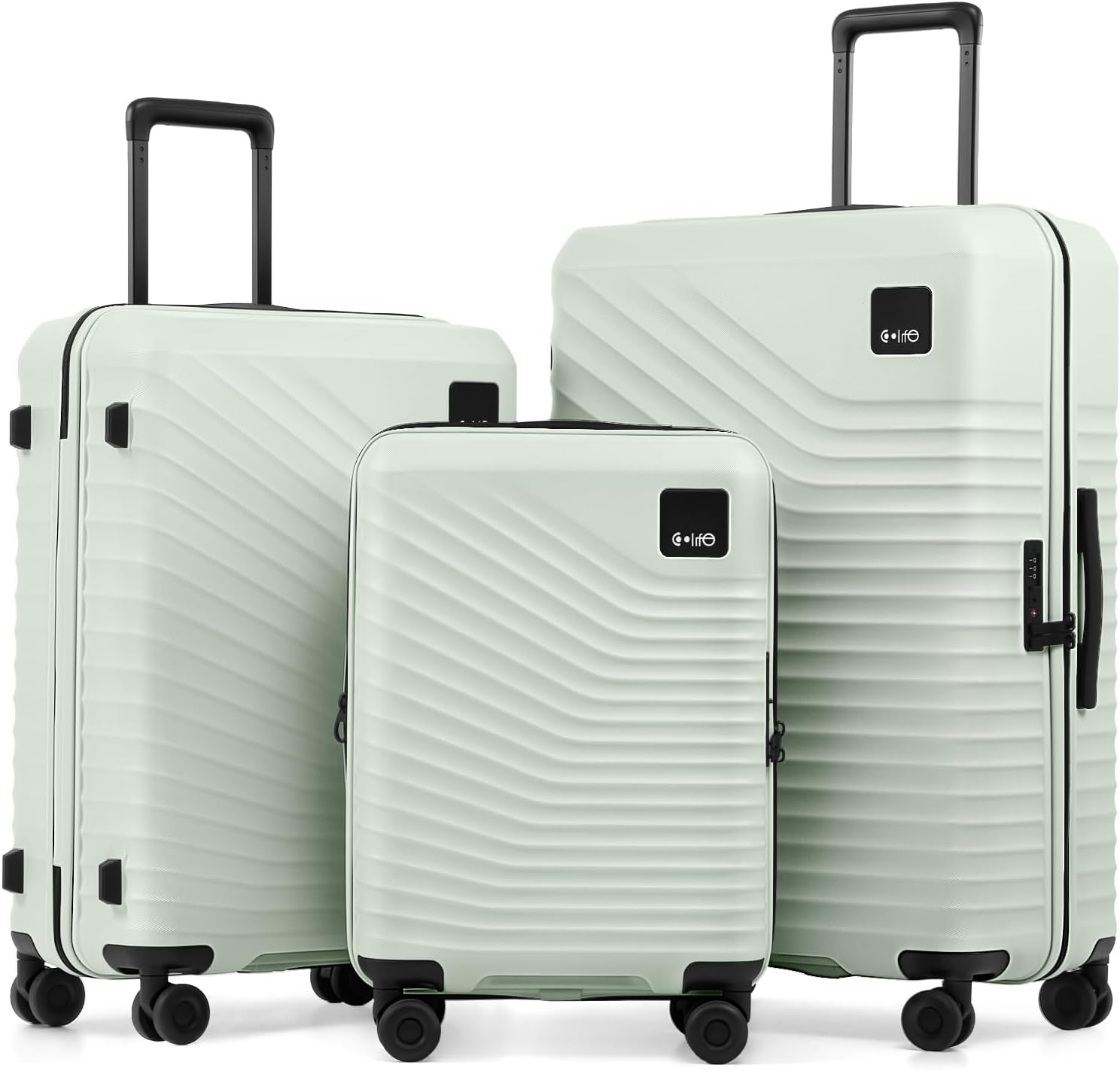 Coolife Luggage Carry-On, Lightweight PC Hardside Suitcase, 20-Inch, Black | Expandable Carry-On, Dual Spinner Wheels, TSA-Approved Lock, Upgraded PC Hardshell, Durable Travel Suitcase