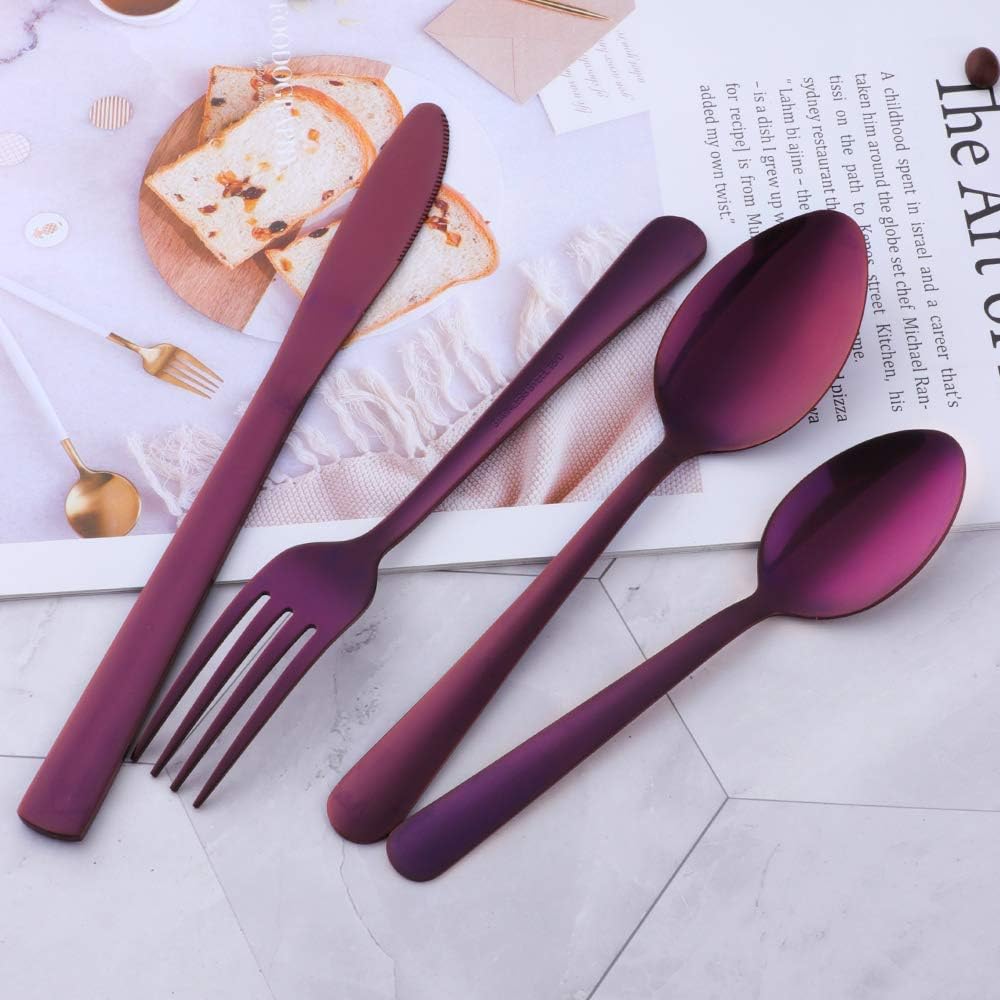 BuyGo Rainbow Silverware Set Flatware Set Stainless Steel Colorful Dinnerware Set 16-Piece Multicolor Cutlery Set, Service for 4