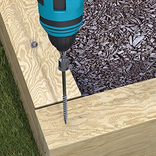 Power Pro 50 Pcs Timber-Tite Landscape Screws (1/4" x 10") | Hex Washer Head Heavy Duty Structural Wood Screws | Ceramic Coated Exterior Fasteners for Decks, Timber, Landscaping & Wood Construction
