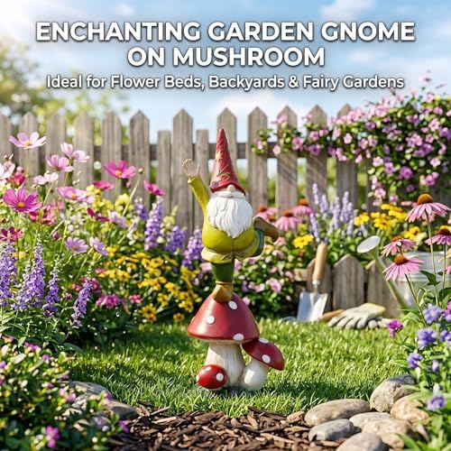 Topadorn 13" Yoga Garden Gnome on Mushroom