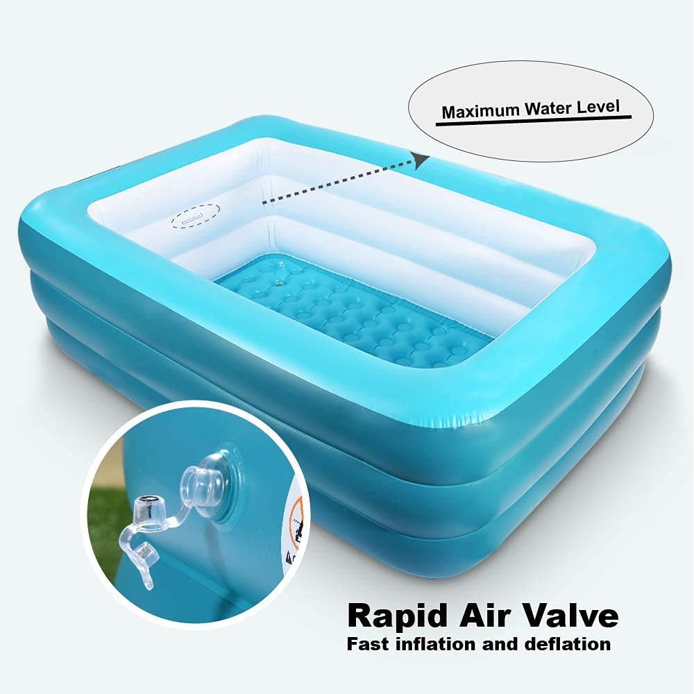Inflatable Swimming Pool for Kids, 59" X 45" X 20" Kiddie Pools with Inflatable Soft Floor, Durable Blow Up Pools for Backyard