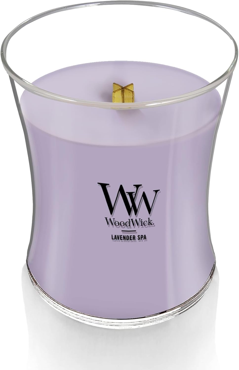 WoodWick Lavender Spa Gifts for Women and Men, 9.7 oz Medium Hourglass Candle with Crackling Wick