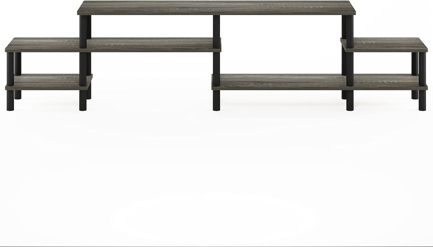 Furinno Nelly TV Stand, 3-Tier Entertainment Center with Open Shelves Storage, TV Console for TV up to 55 Inch, Soft Edges, for Living Room, Bedroom, Black