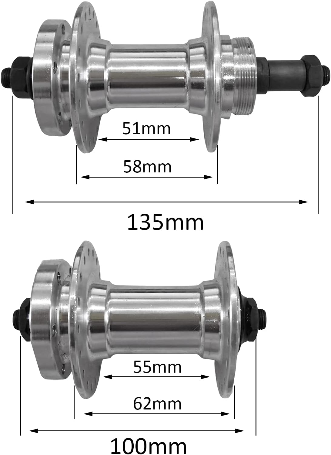 Bike Wheel Part Bicycle hub, Bike Hub 36 Hole, Quick Release,Alum,One Pair,100mm x135mm Front Width and Rear Width