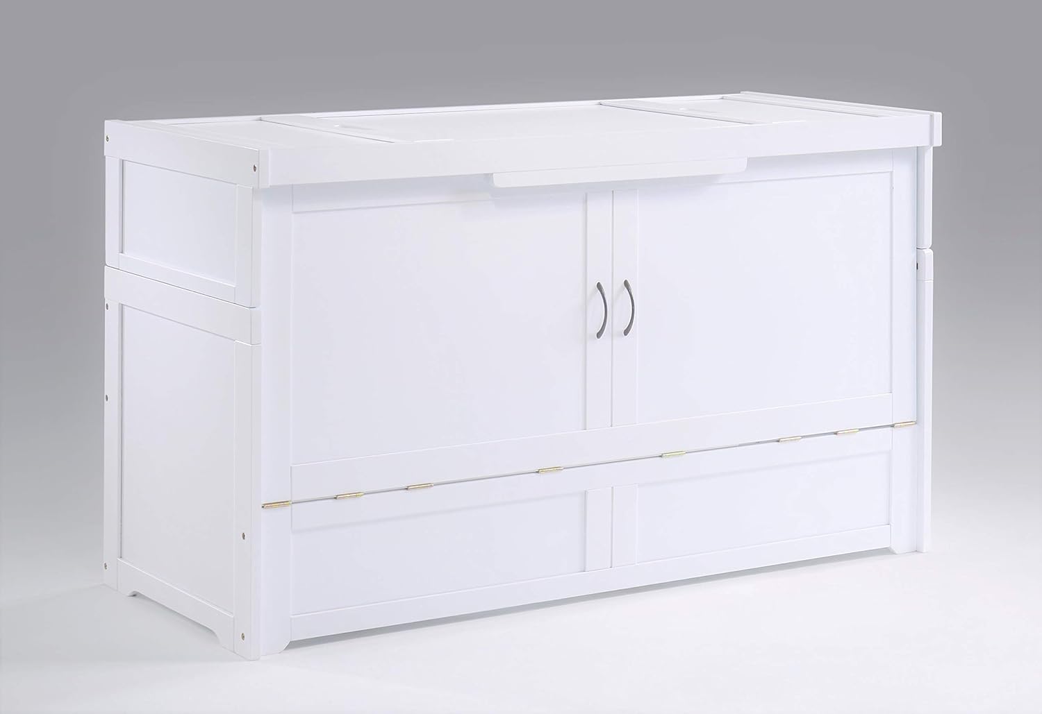 NIGHT & DAY Furniture Murphy Cube Cabinet Bed Pre-Assembled (Cherry, Queen) | Pre-Assembled