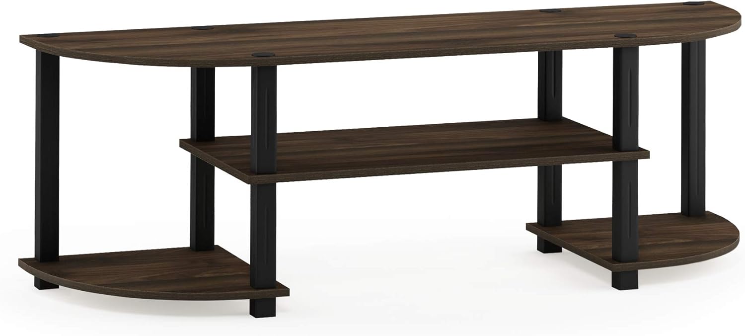 Furinno TURN-S-TUBE 3-Tier TV Stand for TVs up to 55 Inch, French Oak | Toolless Entertainment Center with Open Storage Shelves, Media Console Table with Soundbar Shelf for Living Room, Bedroom