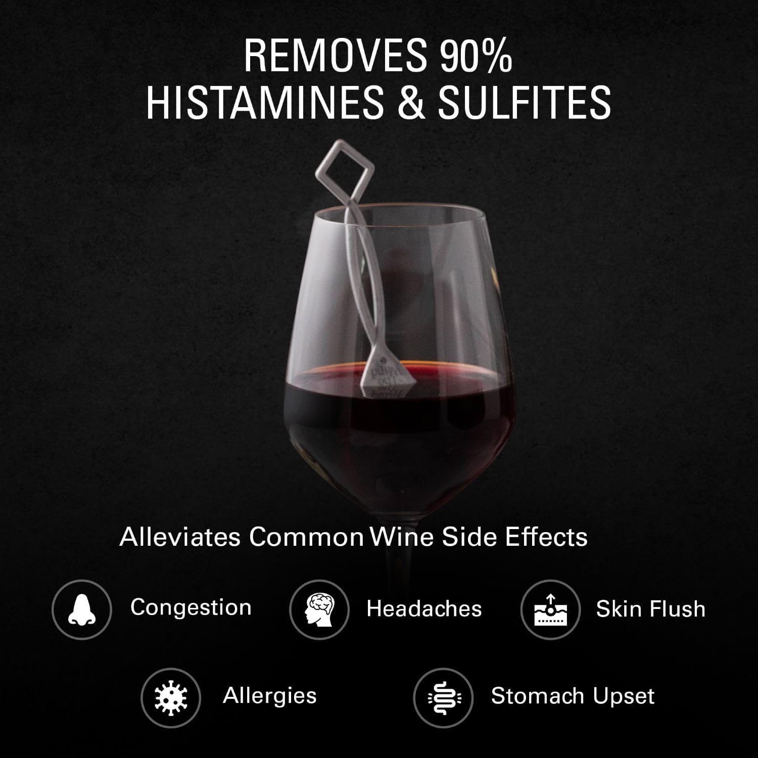 PureWine The Wand Wine Purifier, Removes Histamines & Sulfites - 8 Wands | Wine Wand Filters Before You Drink; Remove Sulfites & Histamines; Helps Wine Allergies & Headaches. Purifies 3 glasses/wand