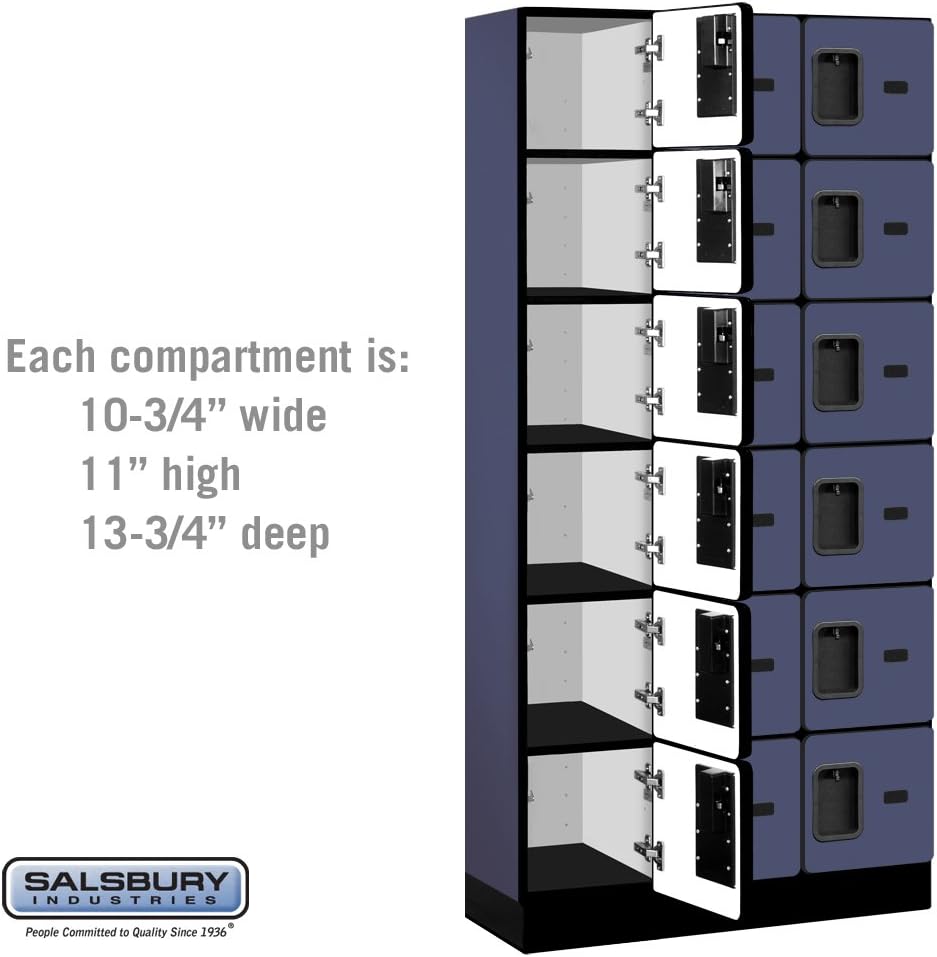 Salsbury Industries 36365MAH Six Tier Box Style Designer Wood Locker, 6' 3" x 15", Mahogany