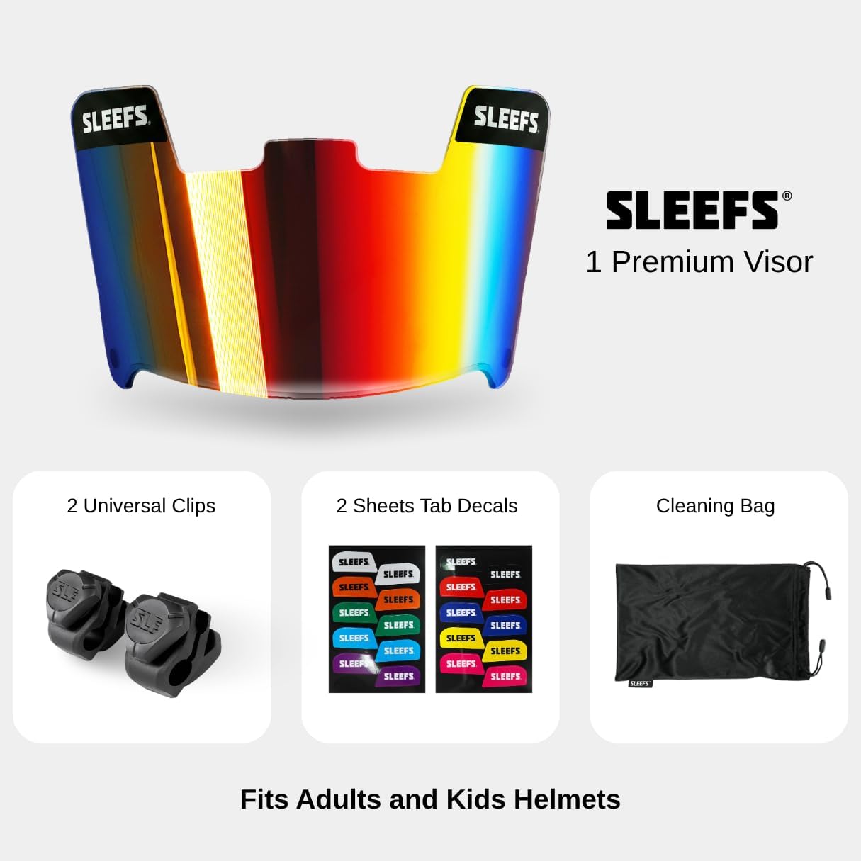 SLEEFS Clear Football Visor for Helmet - Professional Football Visor - Face & Eye Shield - Fits Youth & Adult Helmets - Includes Quick Visor Clips