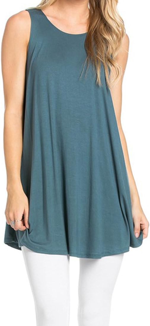 Women's Rayon Span Tank Top Tunic-Solid