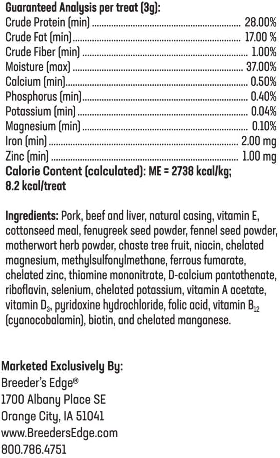Breeder's Edge Oxy Momma Soft Chews, Postnatal Vitamin Supplement for Lactating Dogs and Cats, Supports Recovery, Hormones, and Next Pregnancy - for Medium & Large Dogs, 40ct Soft Chews