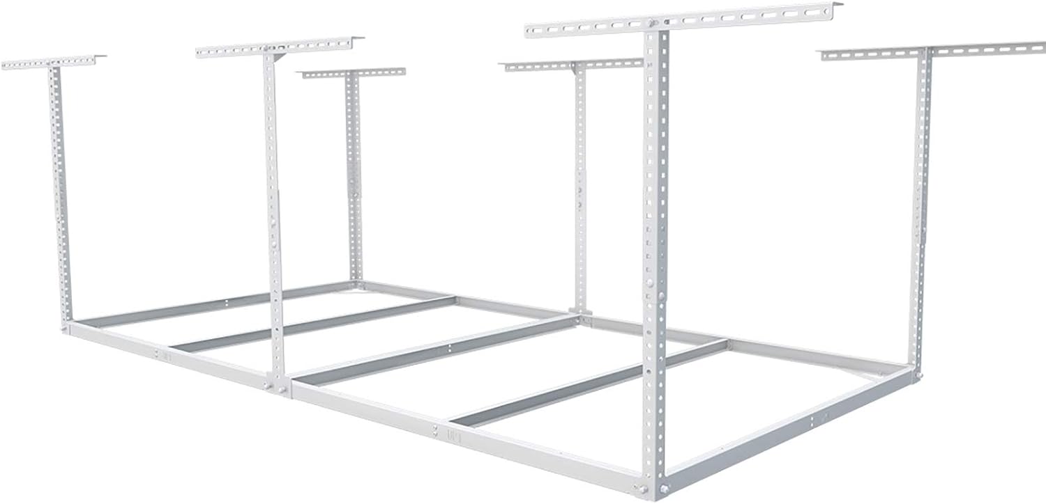 FLEXIMOUNTS 4x8 Overhead Garage Storage Rack, Without Decking, Black