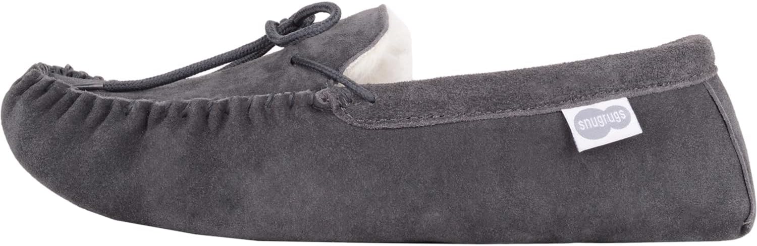 SNUGRUGS Men's Alfie Wool Lined Suede Sole Moccasin Slipper