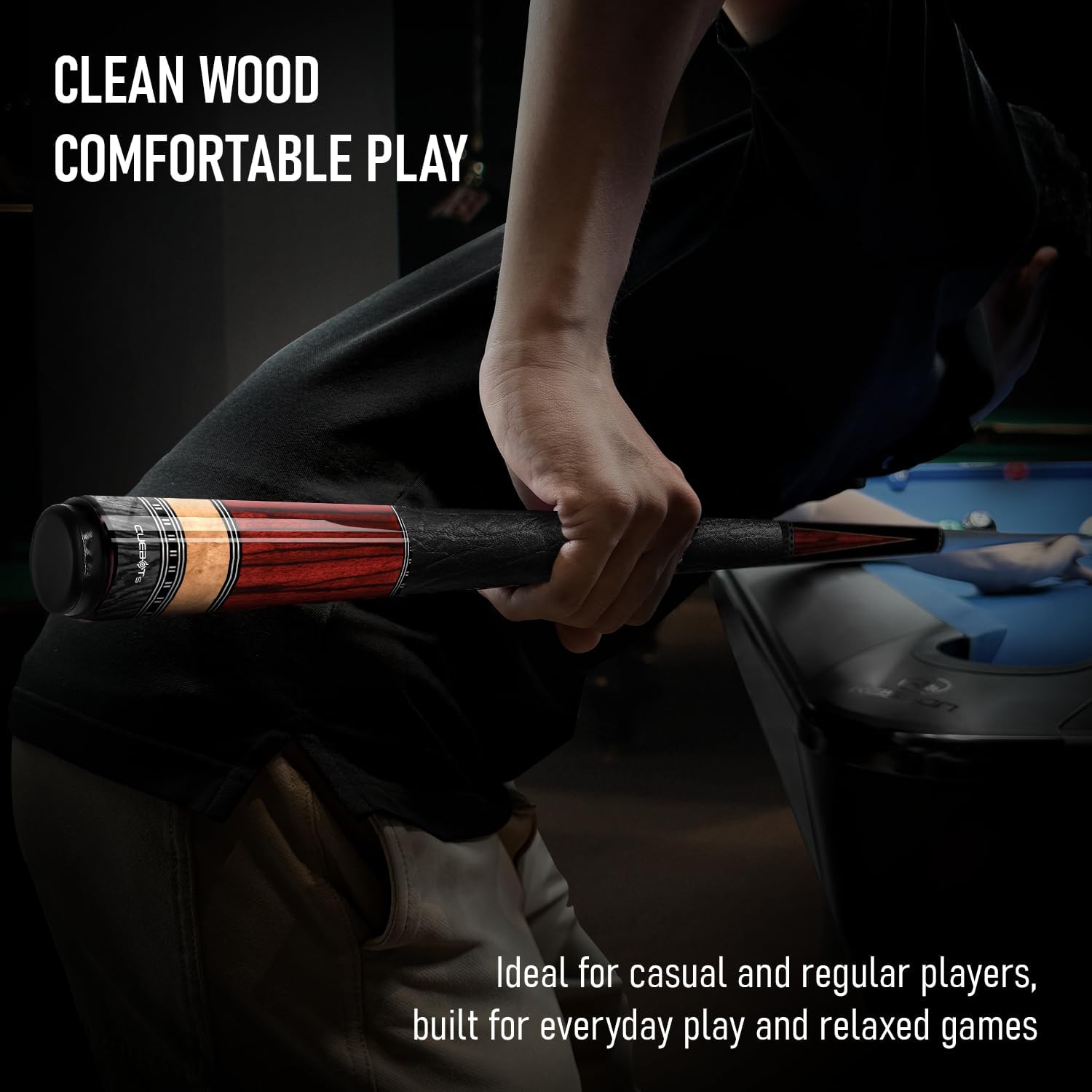 CUEBOTS Glass Fiber Cue, Glass Fiber House Cue Stick, Club Cue, Cue for Beginners, Durable Uni-QR, 3/8-10, 5/16-18 Joint, Long Lasting Glassfiber Shaft, 7-Layer Microfiber Tip