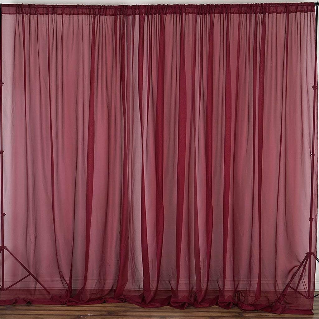 AK TRADING CO. 120" Wide (10Ft Wide) Sheer Voile Drape Panels for Backdrop, Wedding Events, Ceiling Drapes, Event Masking, & Decor - Select from 6ft to 50ft Length. (10 feet x 20 feet, Red)