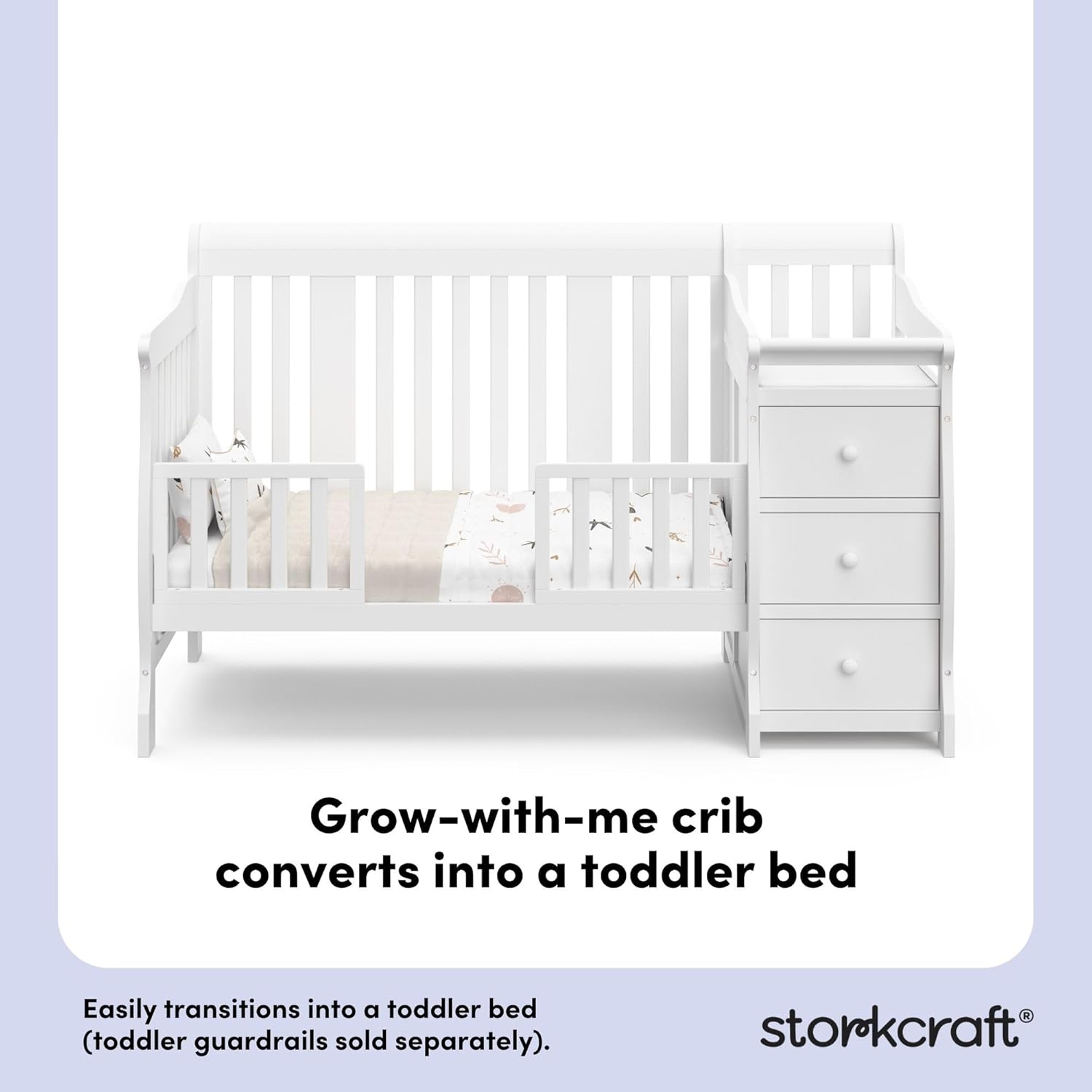 Storkcraft Portofino 5-in-1 Convertible Crib and Changer, Pebble Gray