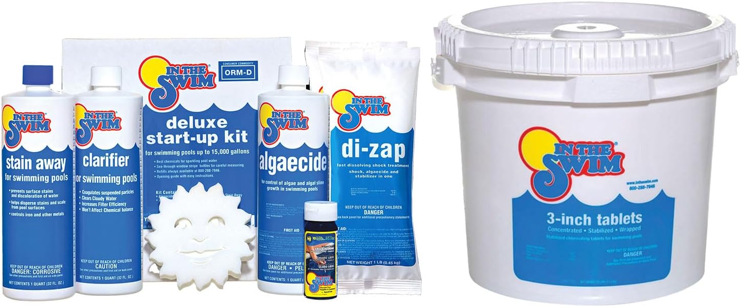 In The Swim Pool Basic Opening Chemical Start Up Kit - Above Ground and In-Ground Swimming Pools - Up to 7,500