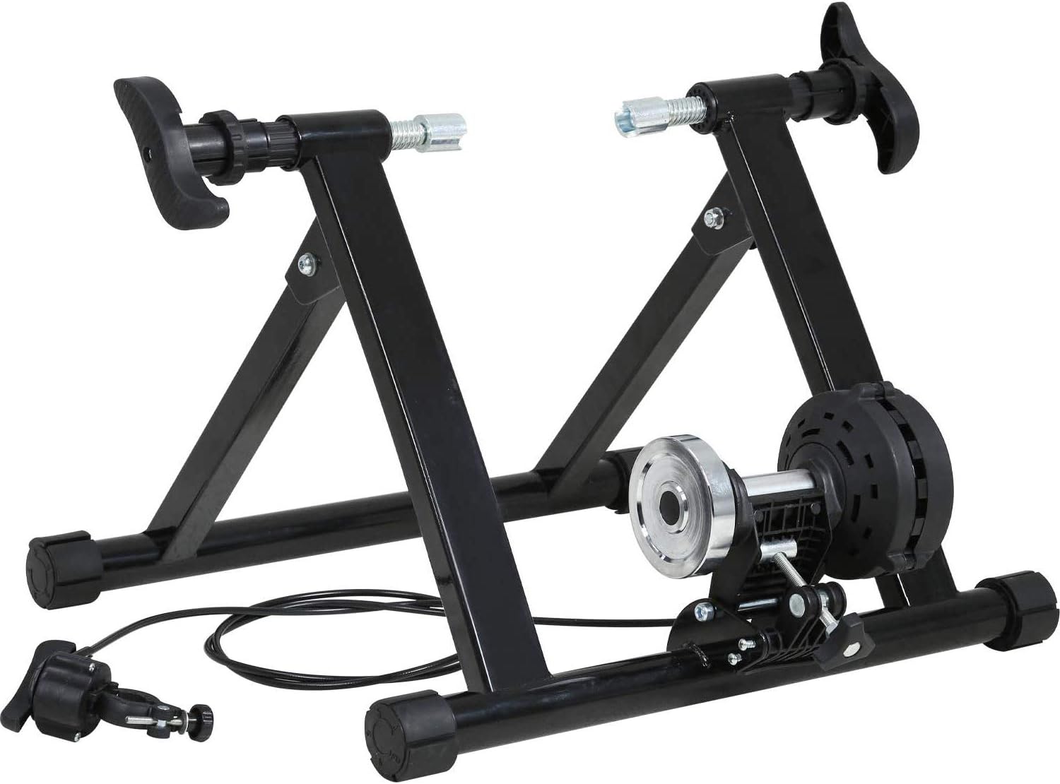 Portable Bike Trainer Stand Bicycle Trainers Road, Bike Trainer for Indoor Riding Magnetic Bike Trainer with Noise Reduction Wheel 5 Levels Resistance