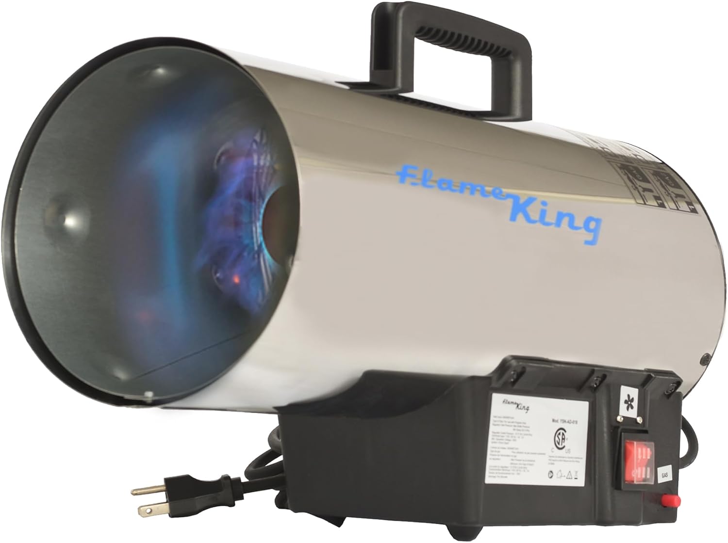 Flame King 60,000 BTU Portable Propane Forced Air Heater Outdoor Great for Jobsite, Construction, Garage, Patio, Stainless Steel
