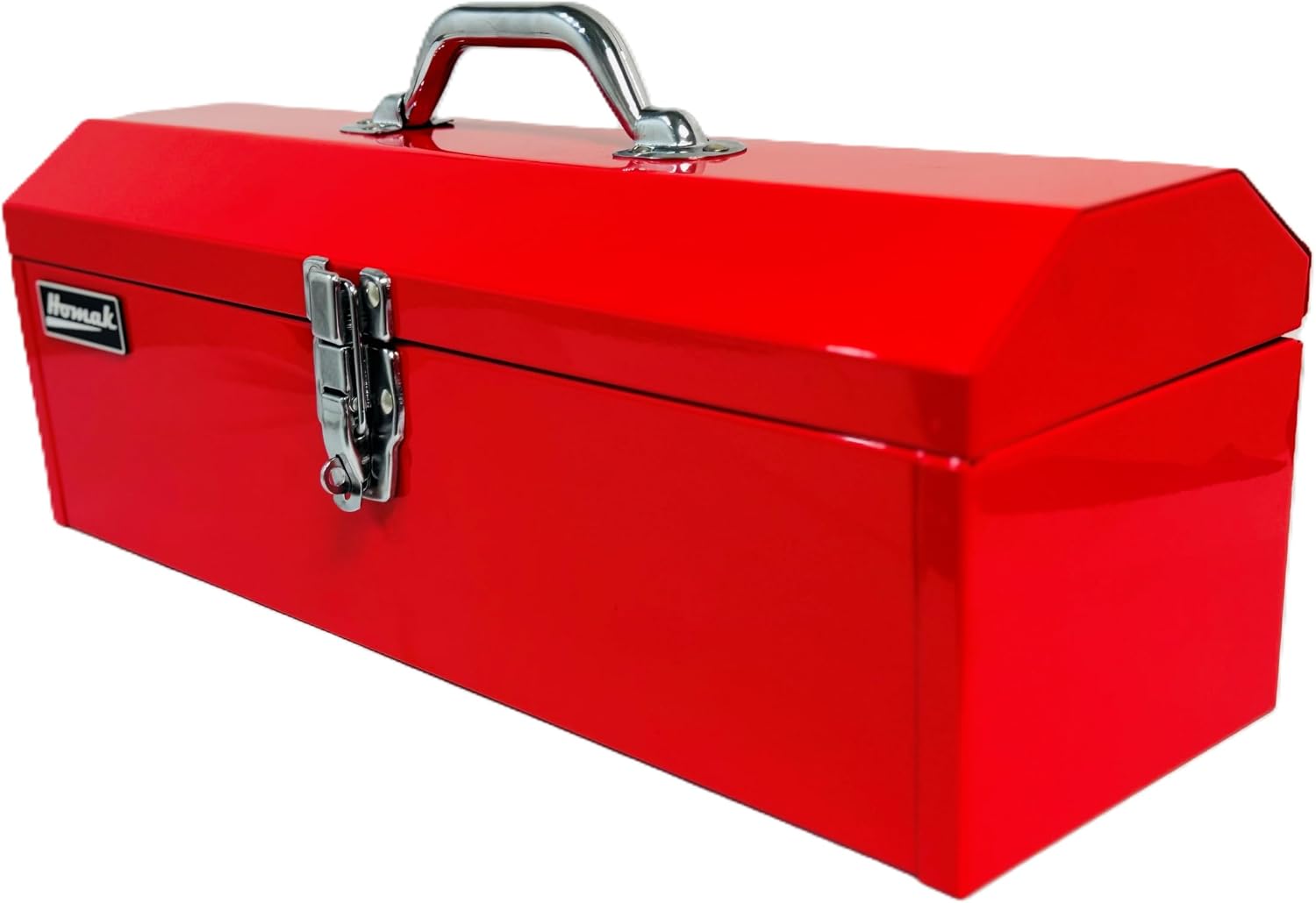 Homak Tool Box, 16" Portable Steel Small Tool Box with Metal Latch Closure & Plastic Handle, Multi-Purpose Heavy Duty Toolbox, Red