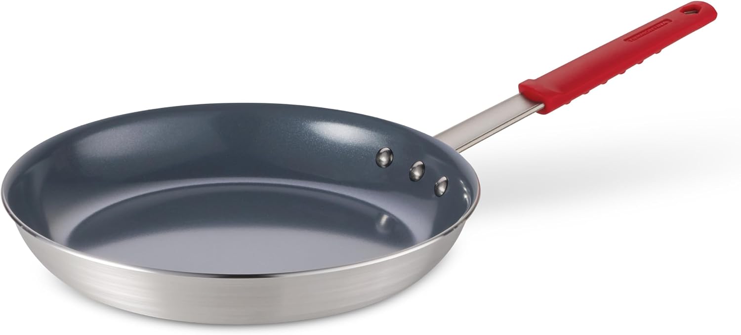 Tramontina Professional 8-Inch Non Stick Small Frying Pan | Heavy-Gauge Aluminum Skillet with Reinforced Nonstick Coating, Red Handle, Dishwasher and Oven Safe, Made in Brazil