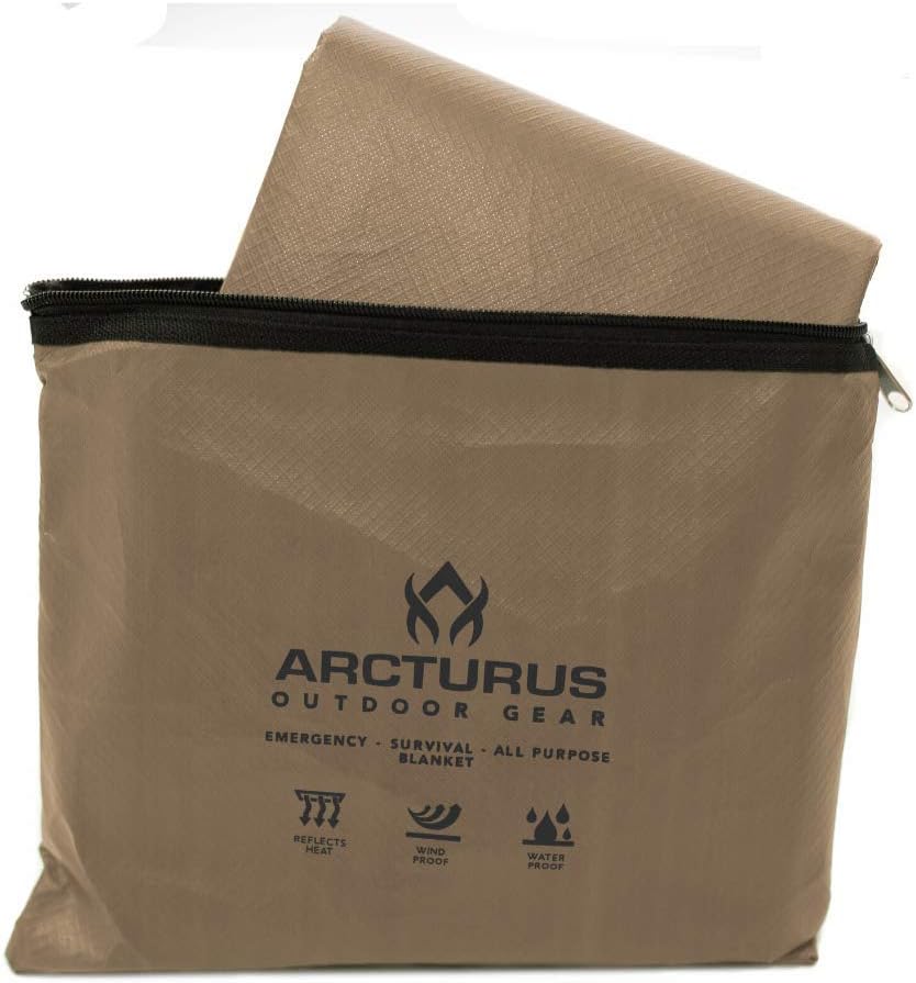 Arcturus Insulated Tarp, Reusable Heavy Duty Thermal Survival Blanket – 60x82in, Reflects 90% Body Heat, Waterproof, Windproof, 3-Layer Design, Reinforced Grommets, Olive Green | Reflective Mylar, Waterproof & Windproof, Reinforced Grommets for Tarp Setu…
