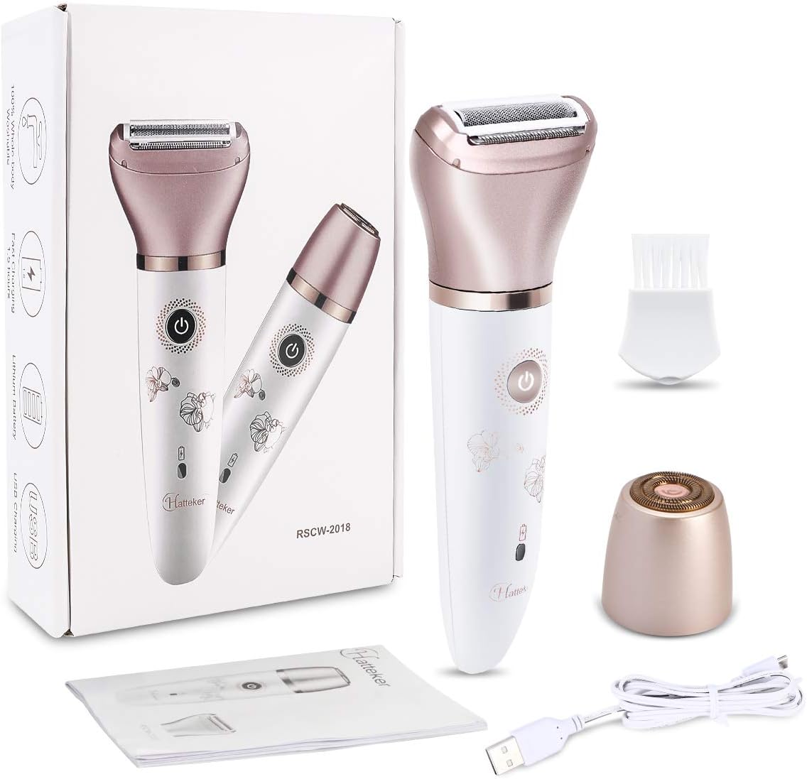 Electric Razors for Women - Painless 2-in-1 Shaver for Women Hair Remover for Face, Legs and Underarm Wet & Dry, Portable Bikini Trimmer