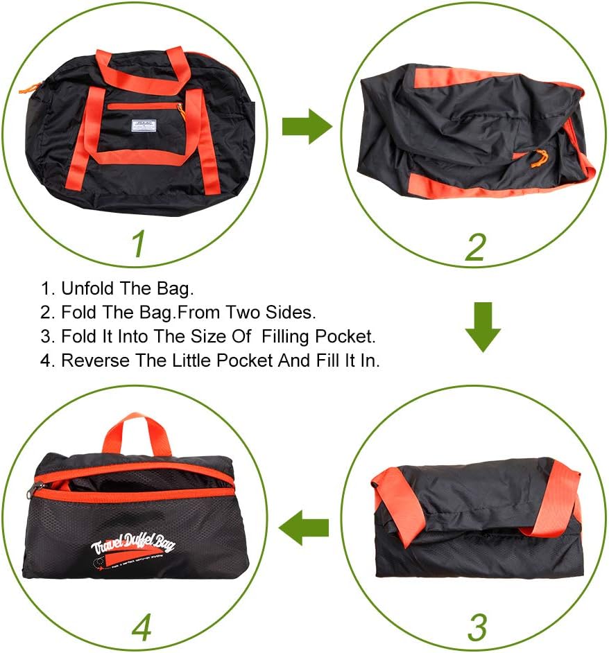 Foldable Duffel Bag, 46L Lightweight Travel Luggage Collapsible Backup Bag Sports Vacation