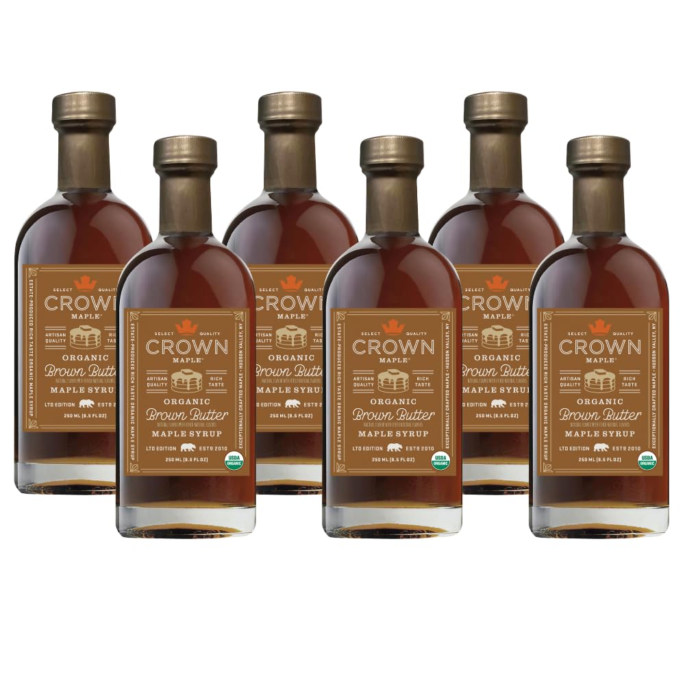 Crown Maple Organic Madagascar Vanilla Maple Syrup, Real Vanilla Bean, Pancakes, Baking, Cocktails & Brunch, 12.7 Fl Oz
