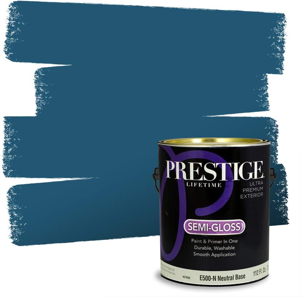 Prestige Paints E400-P-SW6506 Exterior Paint and Primer in One, 1-Gallon, Satin, Comparable Match of Sherwin Williams Vast, 1 Gallon, SW45-Vast Sky