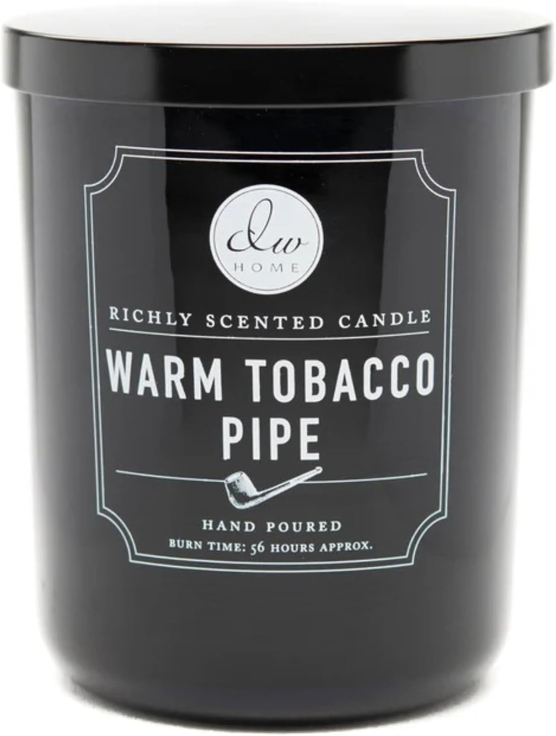 DW Home Warm Tobacco Pipe Scented Candles, 15 oz Large Double Wick Jar, Up to 56 Hour Burn Time, Strong Long Lasting Woodsy Fragrance, Gifts for Men & Women