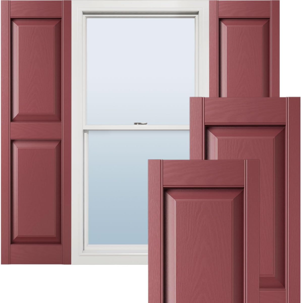 Ekena Millwork Lifetime Vinyl LP2S14X06300BL Standard Two Equal Panel Vinyls, Raised Panel Vinyl Shutters, w/Installation Shutter-Lok's & Matching Screws (Per Pair), 14.75"W x 63"H, Black